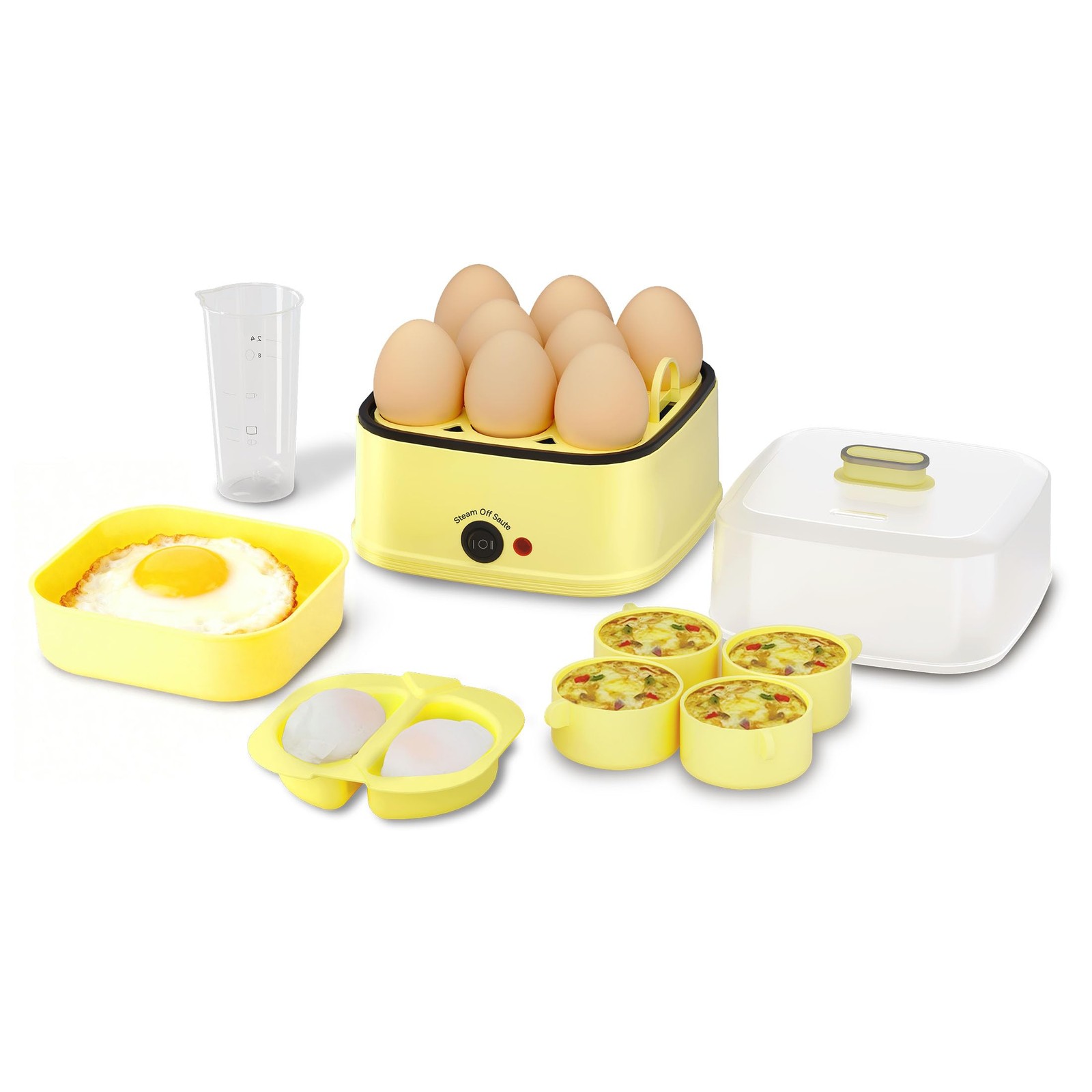 Loftychef 8-in-1 Electric Egg Cooker & Bite Maker, Rapid 3L, Yellow