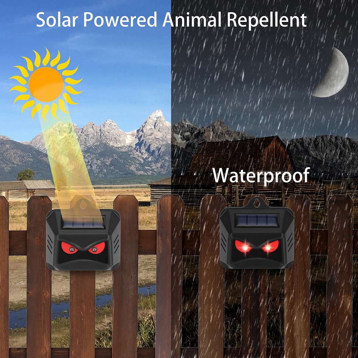 Solar Flashing Light Ultrasonic Animal Repellent Skunk Deer Raccoon For Garden