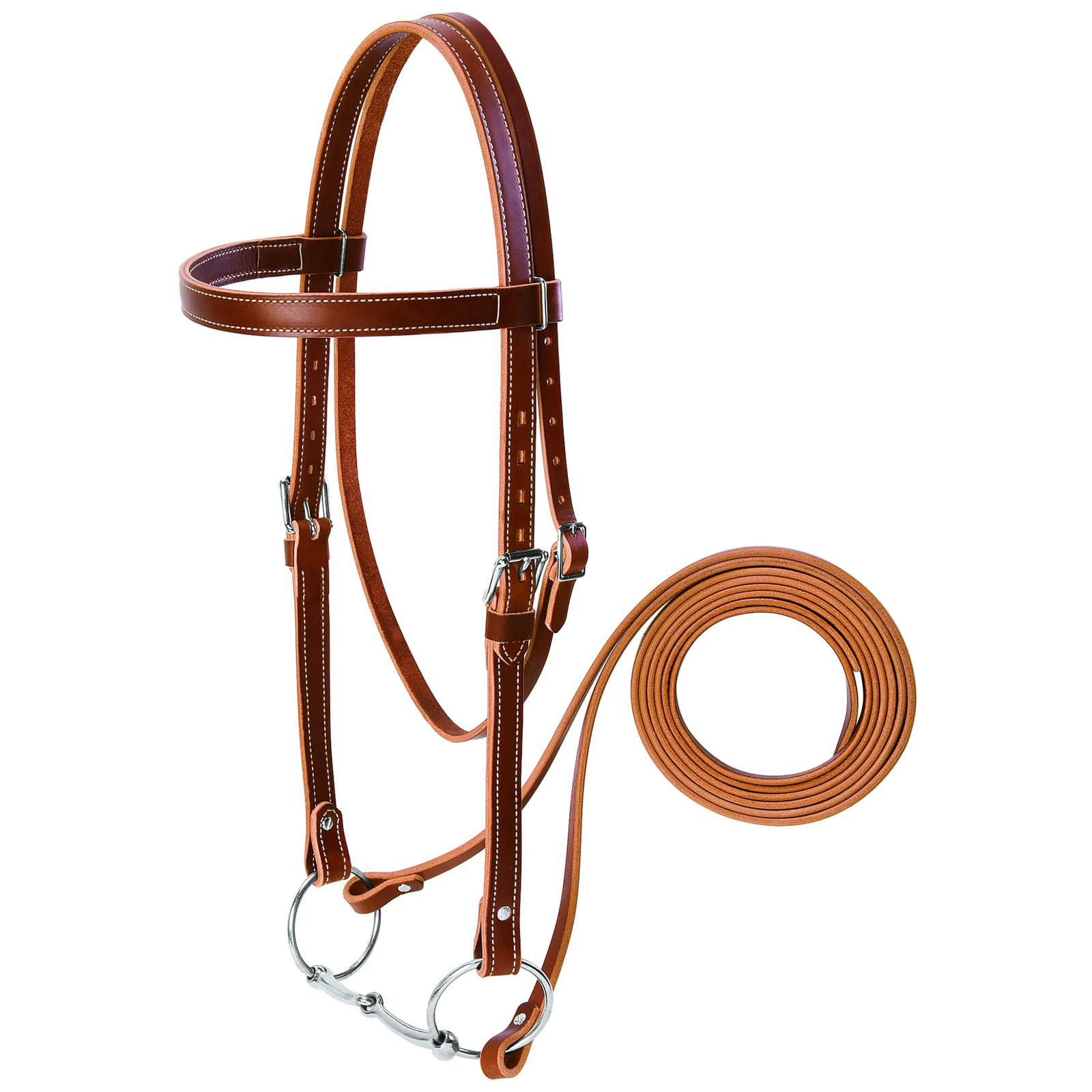Weaver Leather Draft Horse Riding Bridle with Snaffle Bit & 7' Reins - 1”