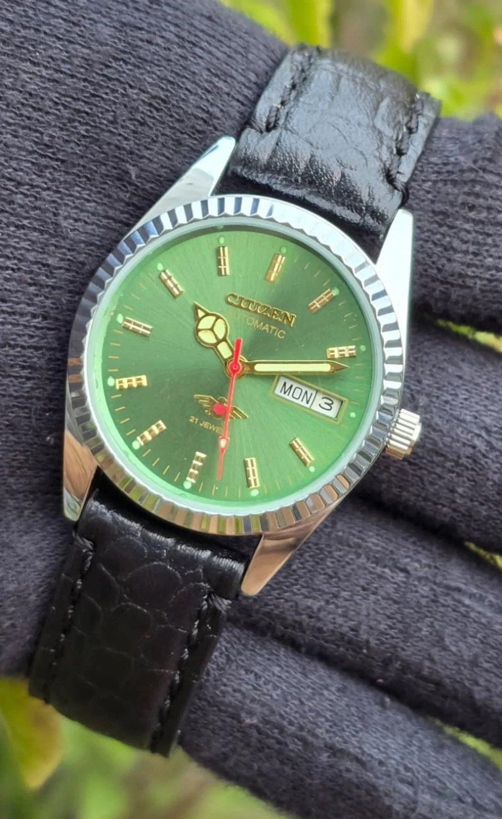 Vintage Citizen Automatic Men's Steel Transparent Back daydate 21 Jewel Watch