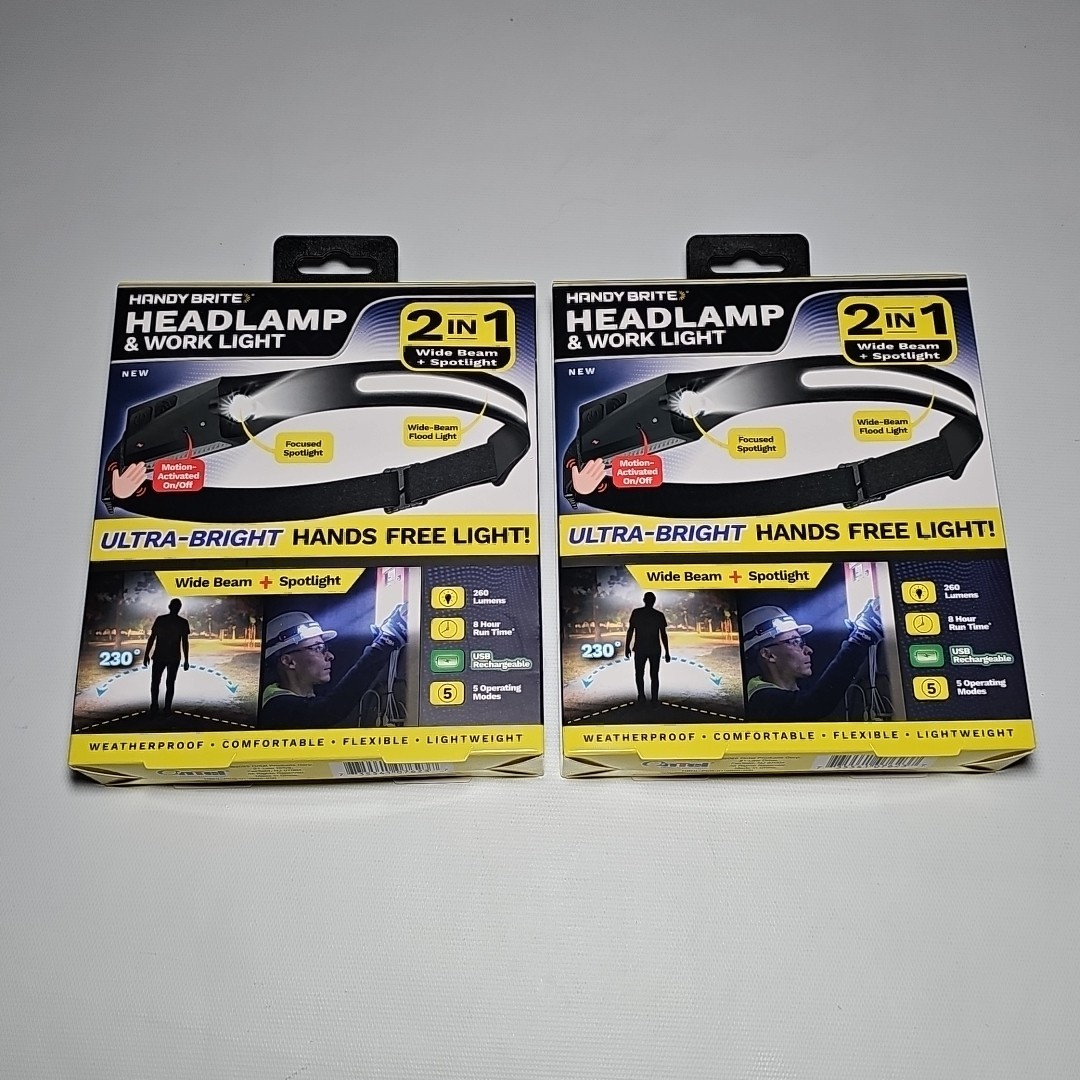 HANDY BRITE 260 Lumen LED Headlamp Headband Flashlight - PACK OF 2