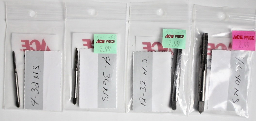 Ace USA Plug Taps SELECT 4-32 4-36 12-32 1/4-40 NS SAE #941