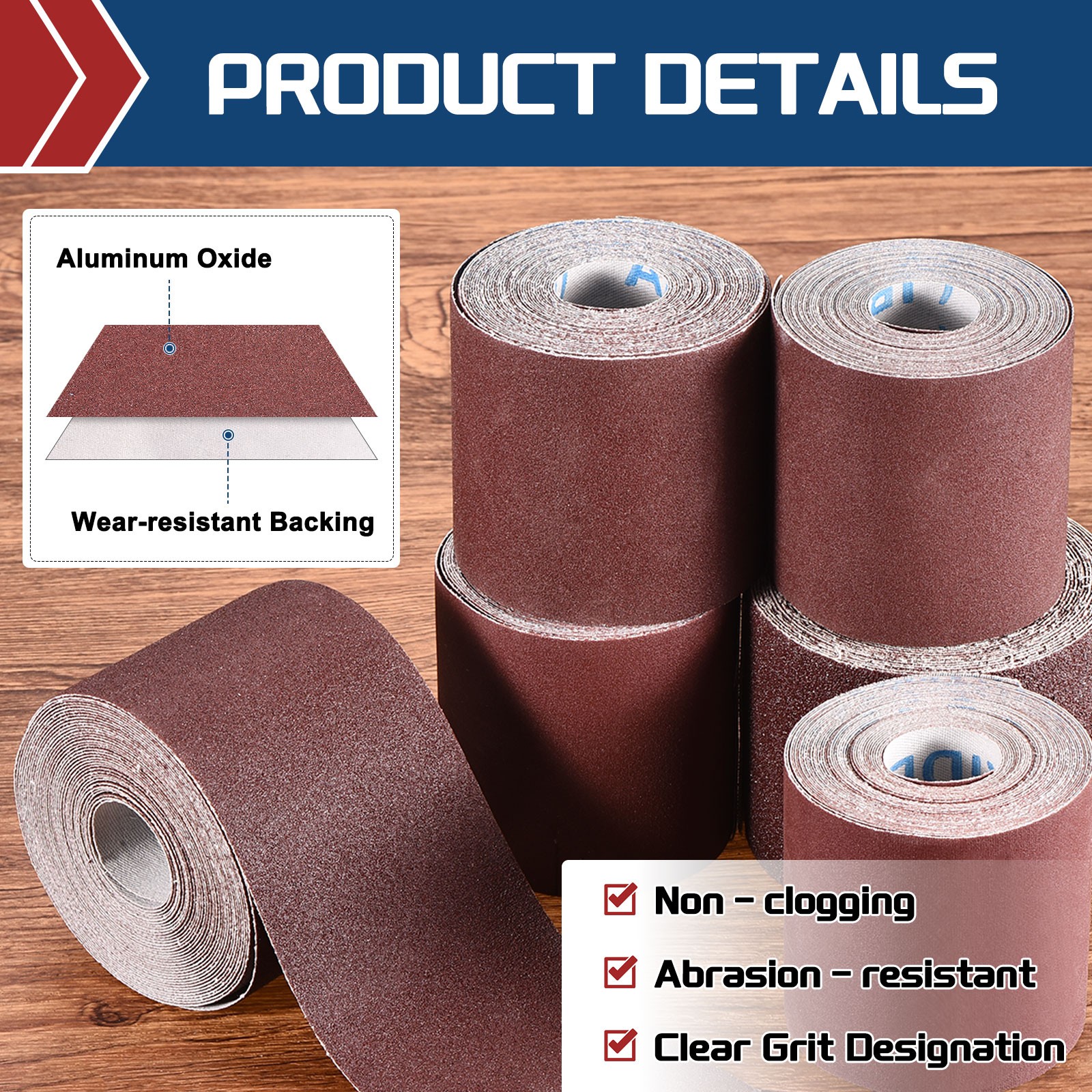 Sandpaper Roll - [3 Inch x 75 Feet 120 Grits] Aluminum Oxide for Metal Auto