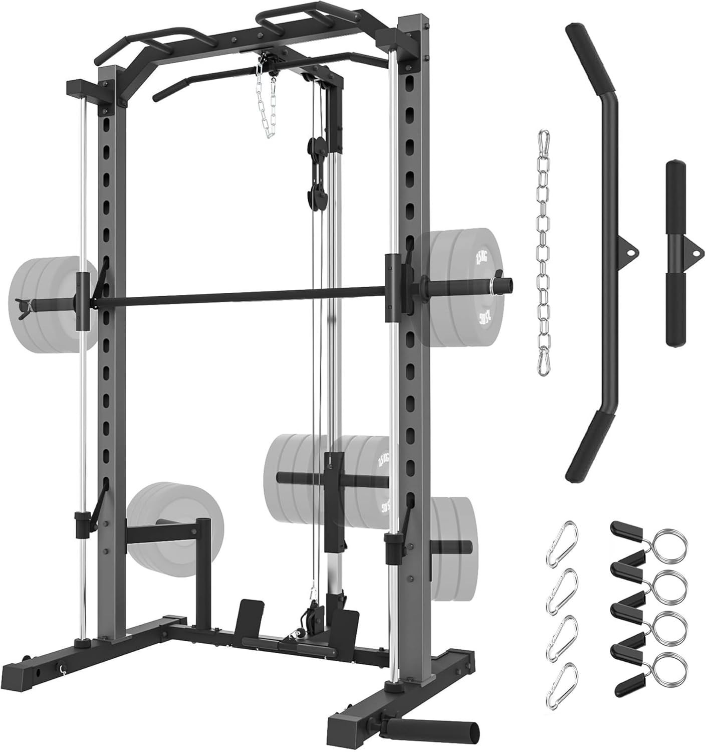 All in One Smith Machine Multi-Functional Power Rack with LAT-Pull Down System🔥