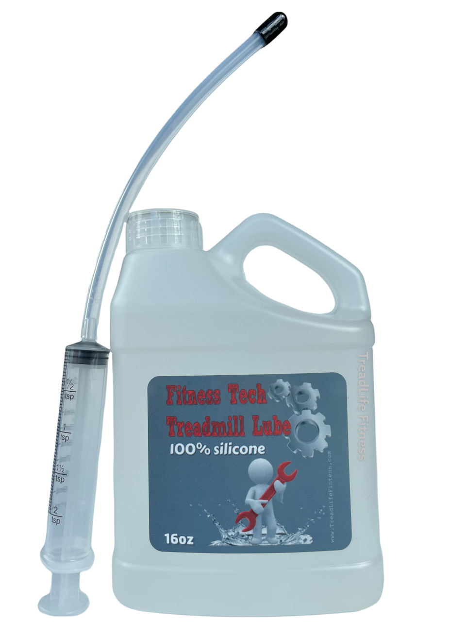 16oz Fitness Tech Treadmill Lube w/ Applicator Syringe - Lubricant Lubing Belt