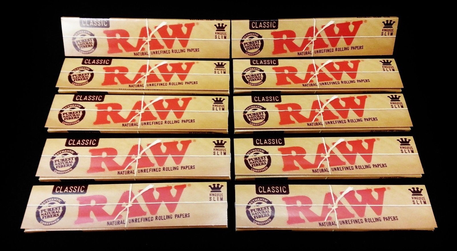 10 Packs of Raw Classic King Size Slim 32 Per Pack Free Shipping