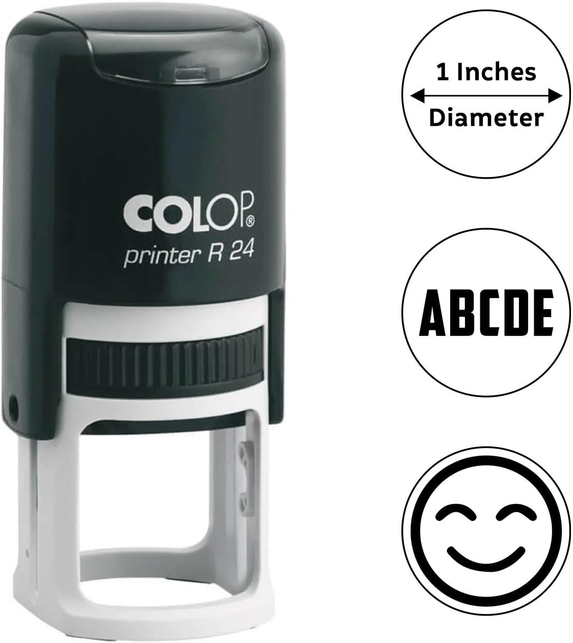Customize with Initial or Smiley or Logo-Round self Inking Stamp-R24-1" BLACK