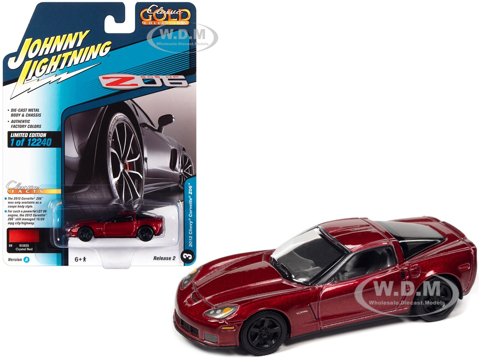 2012 CHEVROLET CORVETTE Z06 RED 1/64 DIECAST JOHNNY LIGHTNING JLCG029-JLSP245 A