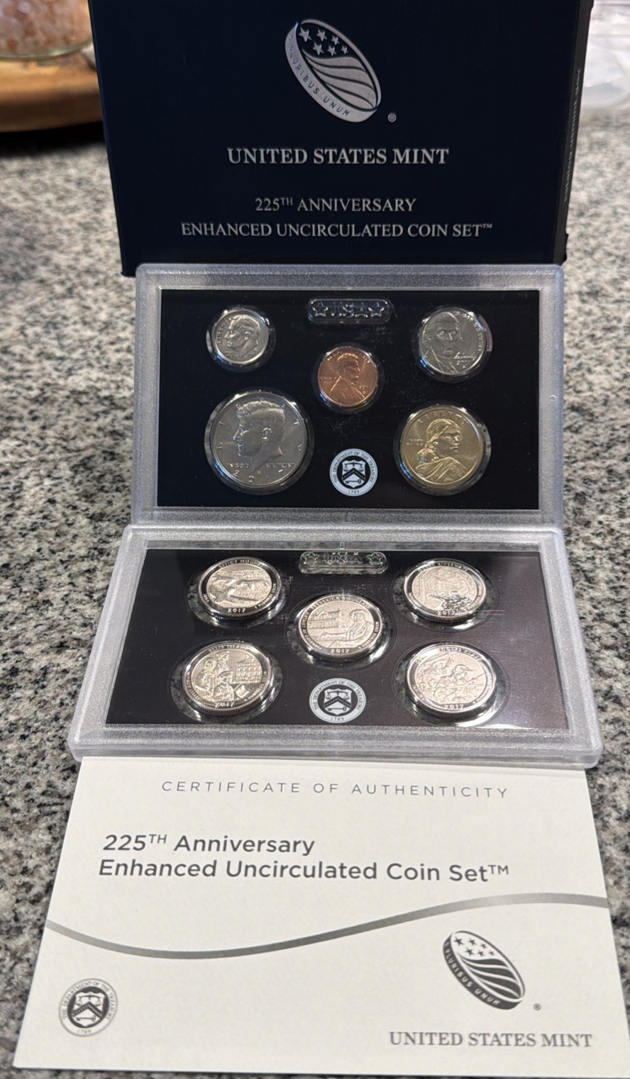 2017 S U. S. Mint 225th Anniversary Enhanced Unc 10-Coin Mint Set 072336