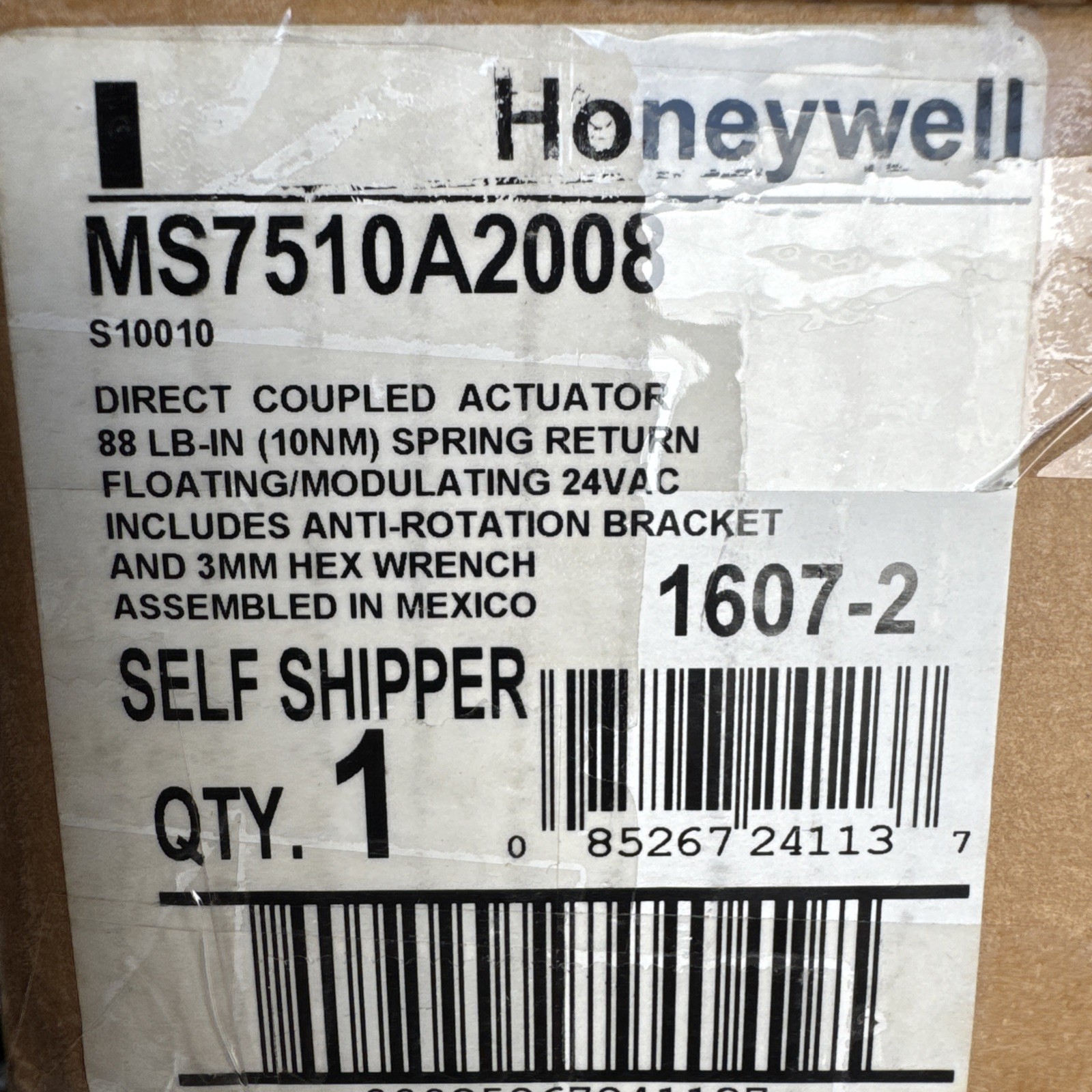 Honeywell Direct Coupled Actuator 88LB Spring Return Floating Modulating 24 Vac