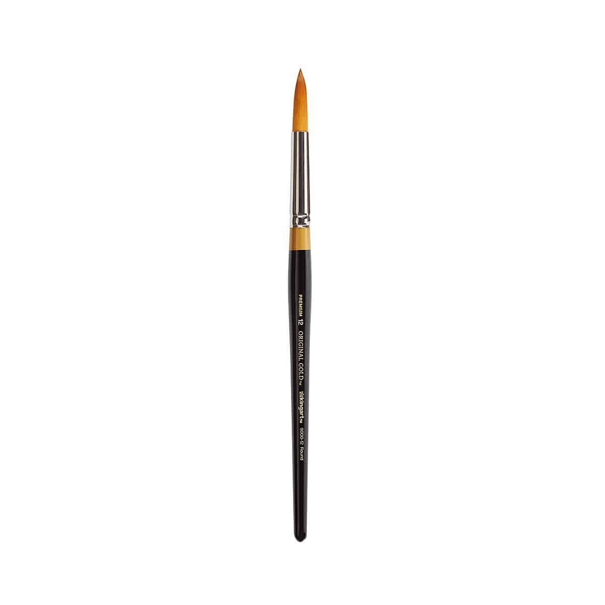 KINGART Premium Original Gold 9000 12 Round Artist Brush Golden Taklon Synthetic