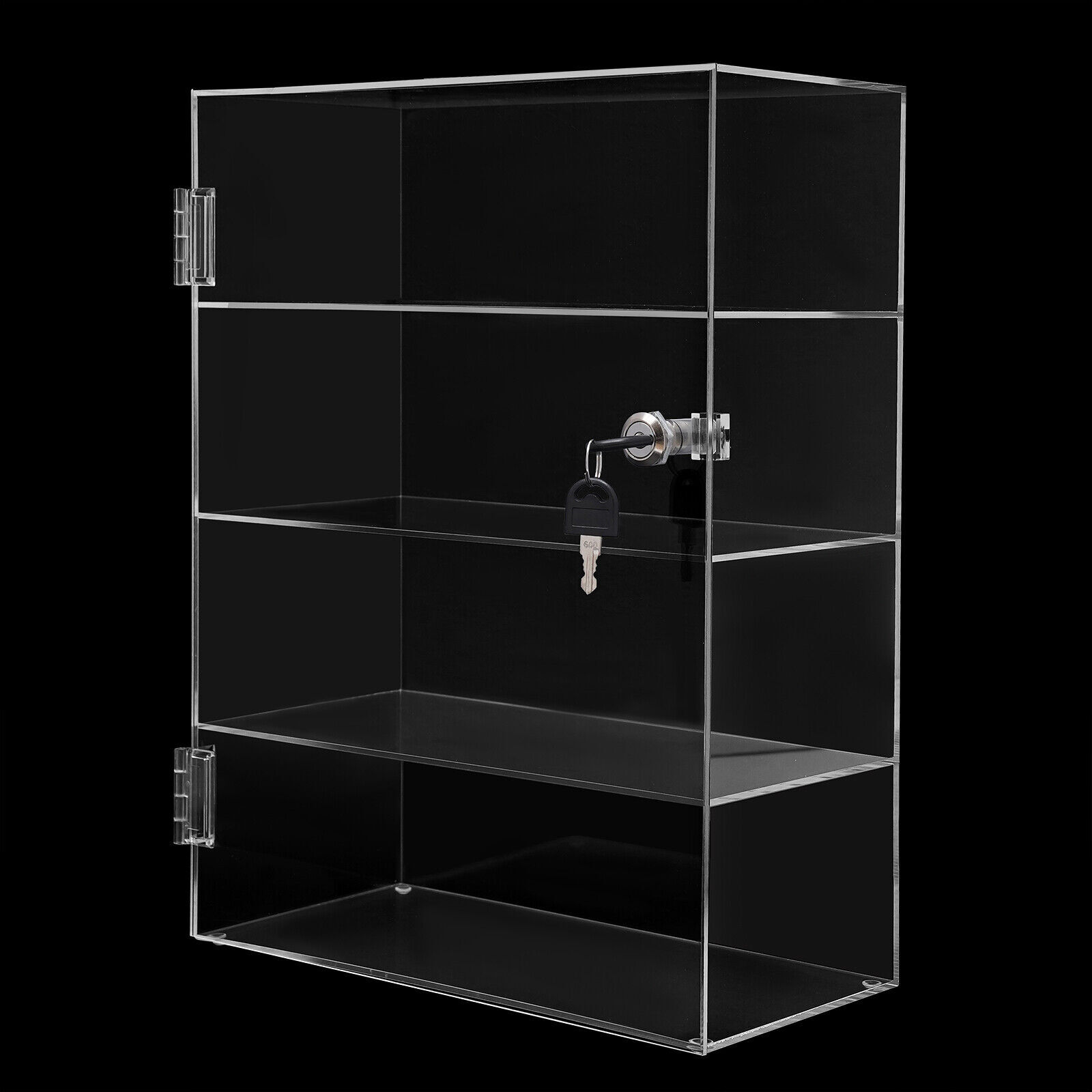 4-Layer Clear Acrylic Display Case 30 × 15 × 40 cm Lockable Countertop Showcase