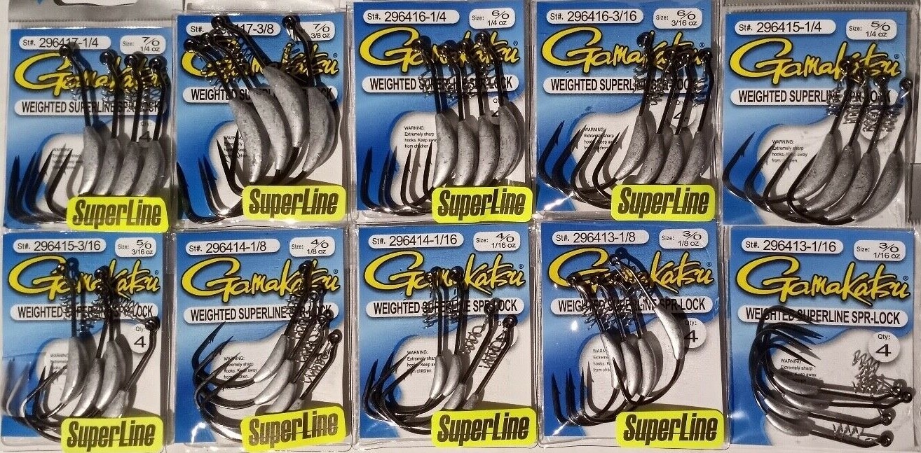 Gamakatsu Weighted Superline w/ Spring Lock #2964 Many Sizes Choose FIXED S/H
