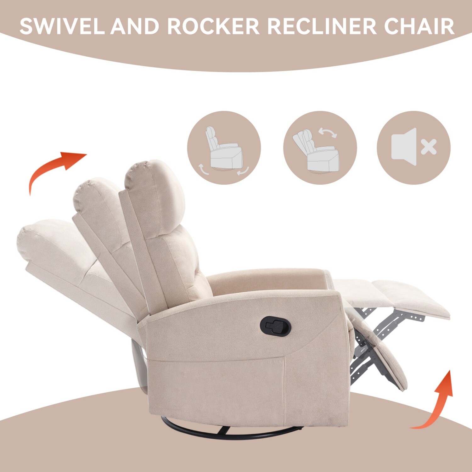 360° Swivel Recliner Chairs Modern Single Reclining Sofa Chairs for Living Room