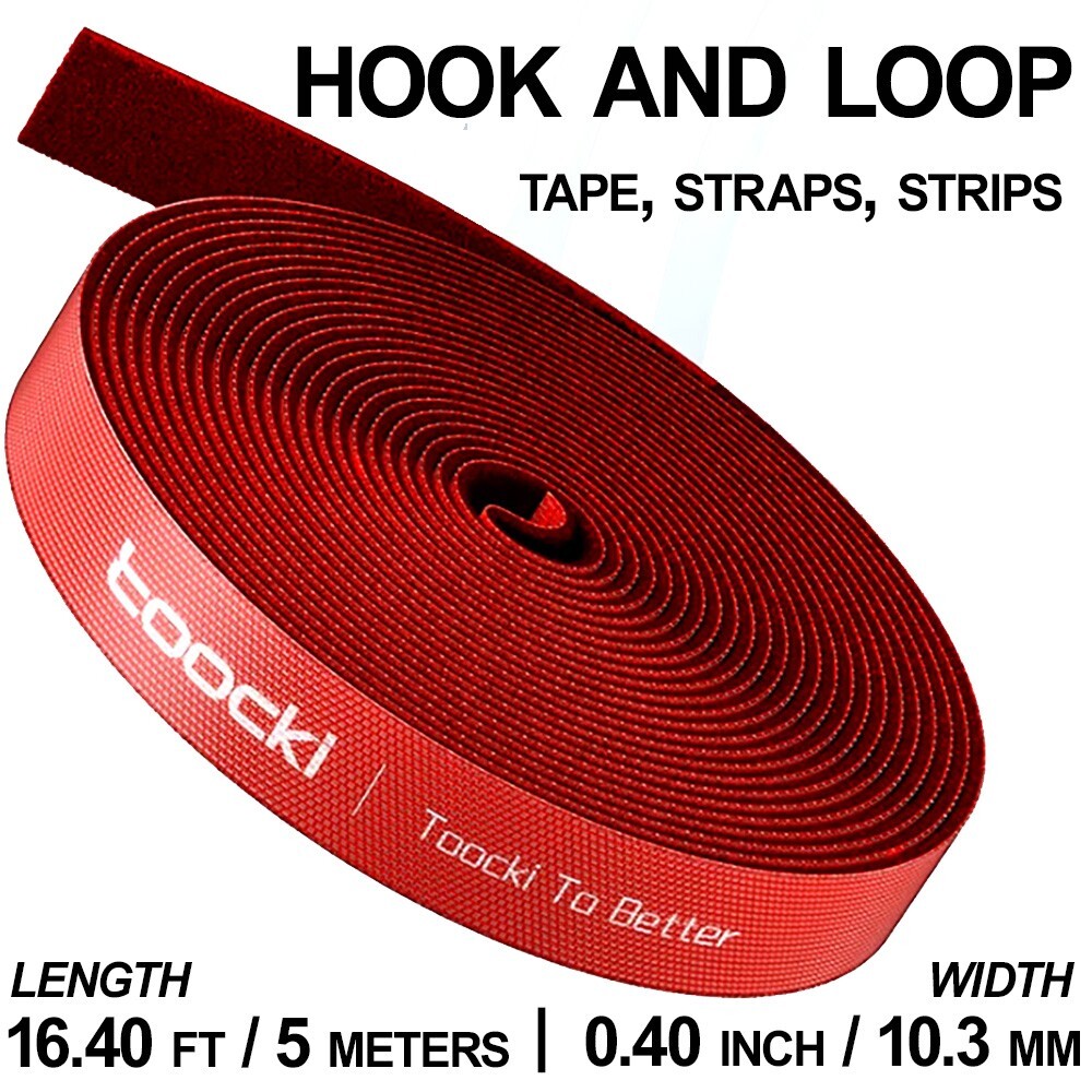 Toocki Hook and Loop Tape Straps Cable Organizer - Tearable - 16.40 ft (5m)