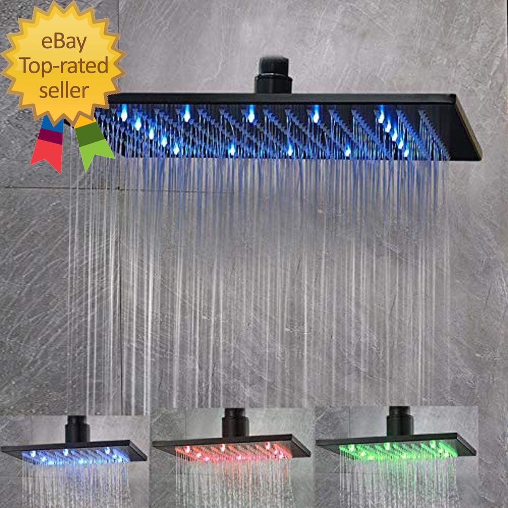 LED 16 Inch Square Shower Head Replacement with Rotatable Ball，Oil Rubbed Bronze