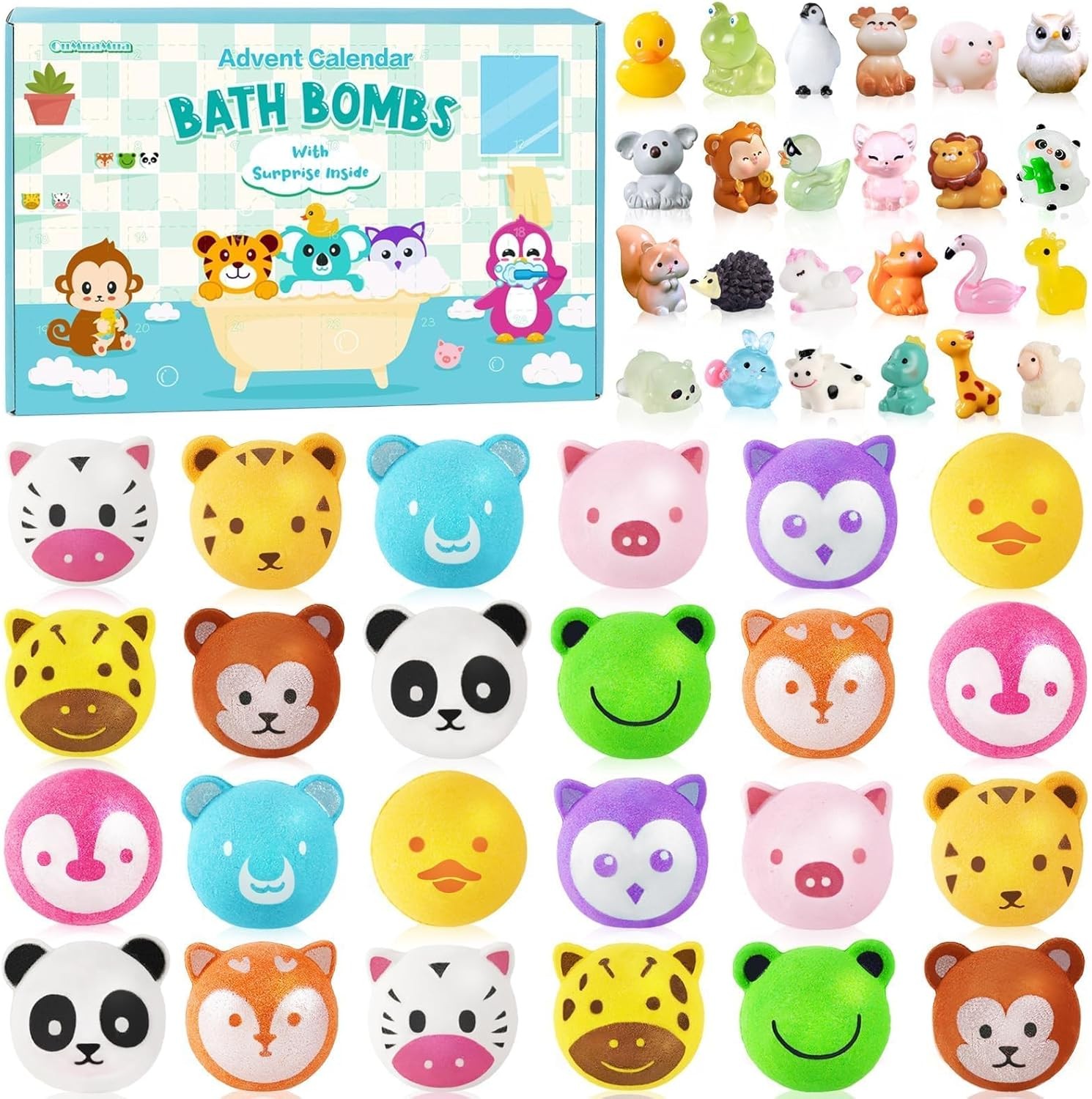 Christmas Advent Calendar 2025 Kids Bath Bombs with Surprise Toys Inside,