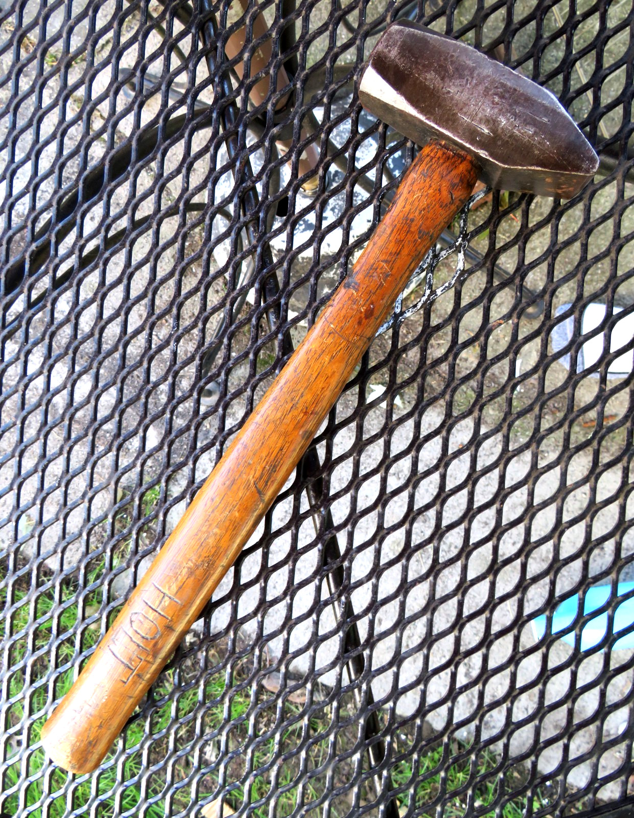 Vintage Heller Cross Peen Blacksmith Hammer - 2.11 Pound  -Original Wood Handle