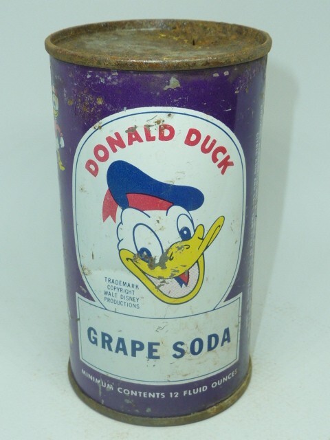 Empty Top Opened 12oz Donald Duck Grape Soda Flat Top