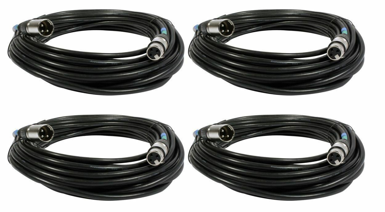4) Chauvet DJ DMX3P50FT 50 Foot DMX Lighting 3 Pin XLR Male To Female DMX Cables