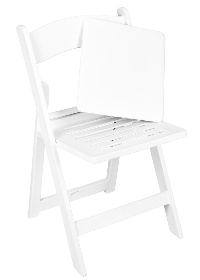 White Resin Folding Chair with Slatted & Padded Seat - 2N1 by Chivari