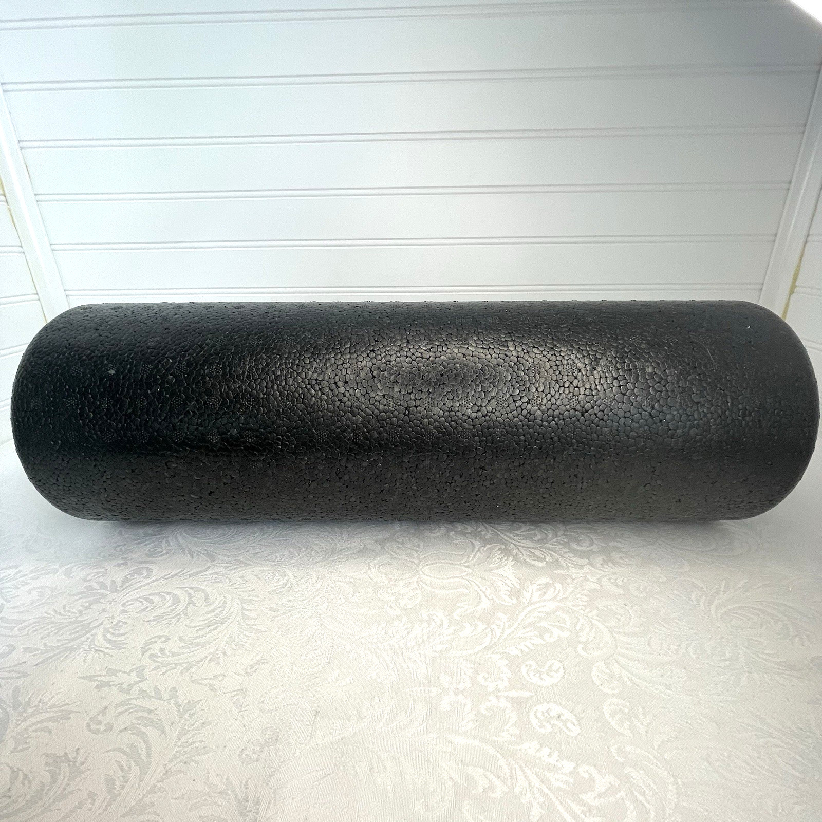 High Density Foam Roller 18 Inches Solid Black Muscle Massage Physical Therapy