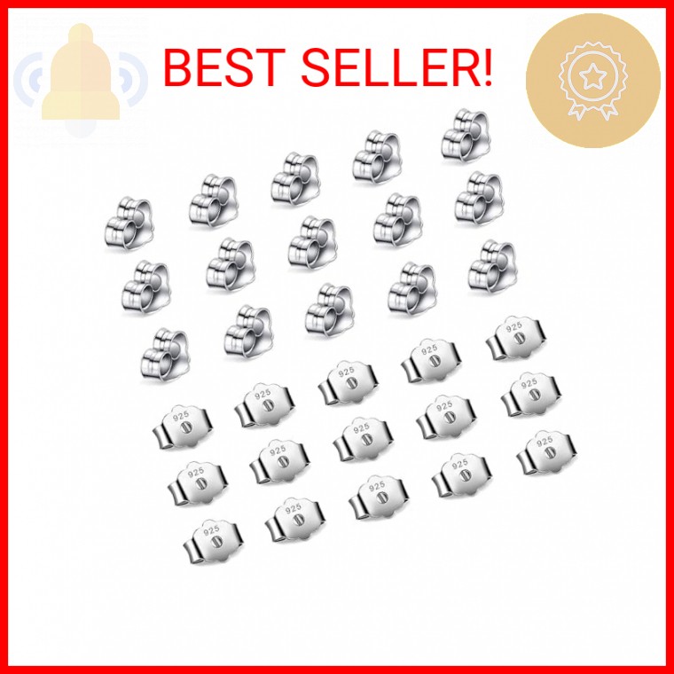 30pcs/15 Pairs Hypoallergenic Earring Backs Replacement,Plated Silver Secure Ear