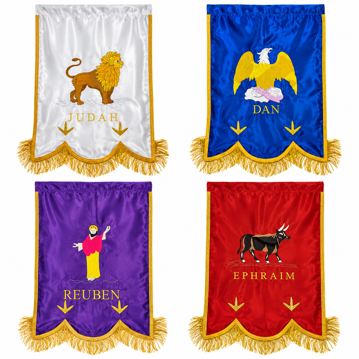 Royal Arch Chapter Banner Set 4pc Masonic Regalia Machine Embroidered Satin