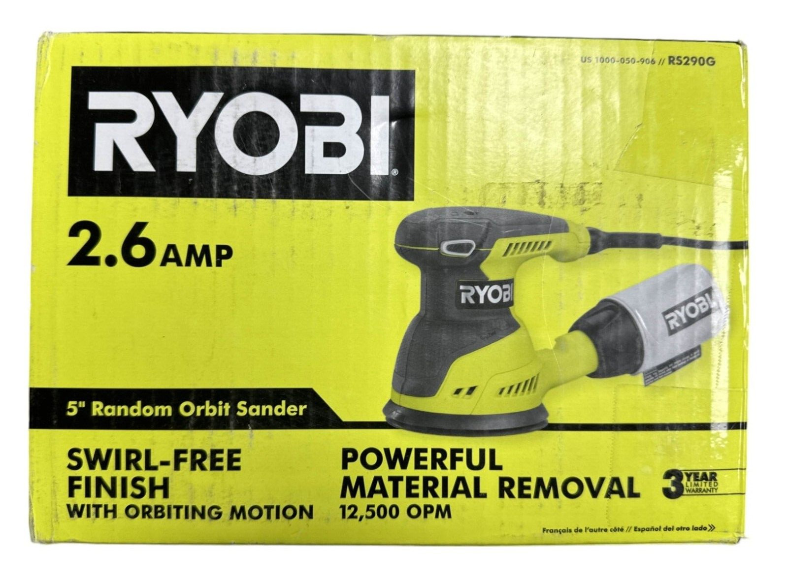 Ryobi RS290G 2.6 Amp Corded 5" Random Orbital Sander - No Sandpaper