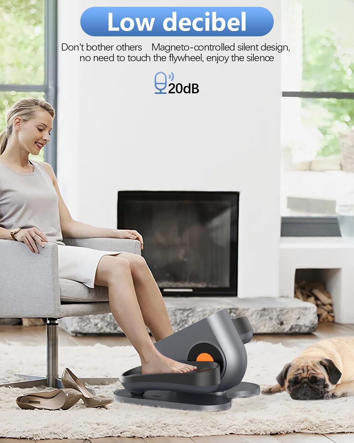 Under Desk Elliptical Machine, Electric Ellipse Leg Exerciser While Sitting for