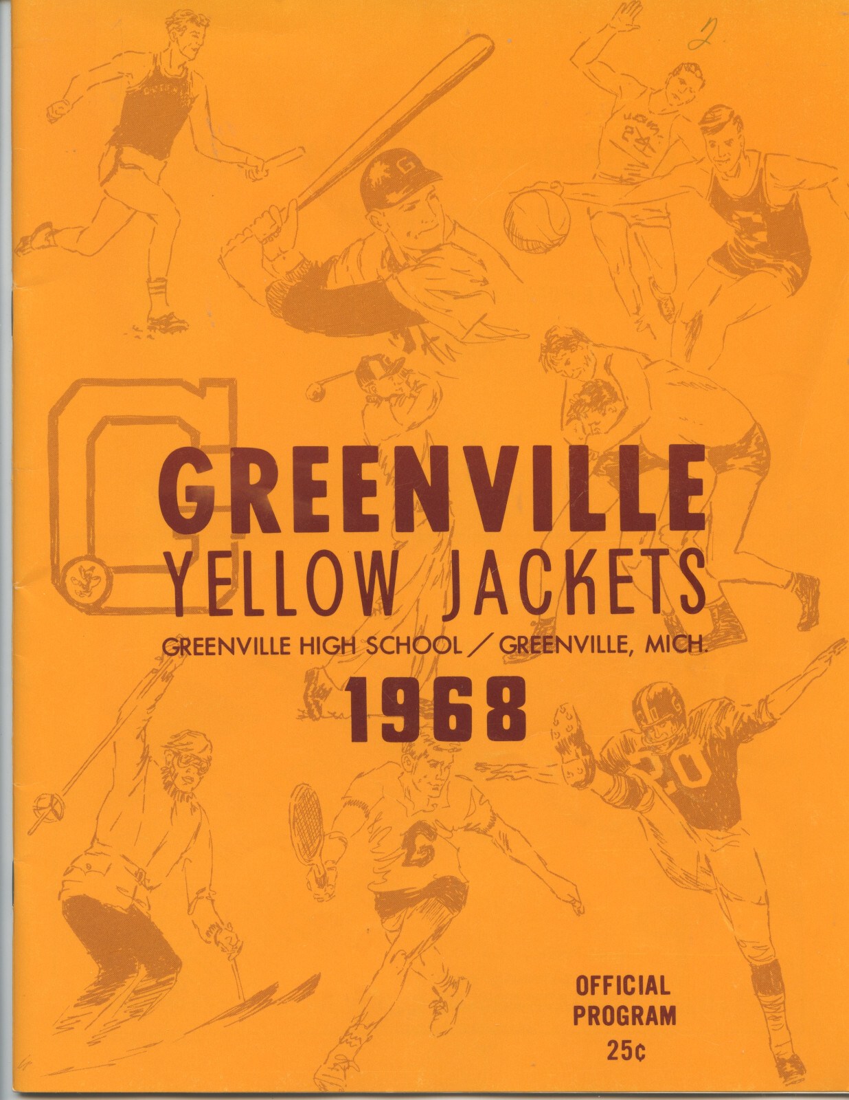 1968 "GREENVILLE SPORTS PROGRAM" (MICHIGAN, MULTIPLE SPORTS, 28 PAGES, NICE)