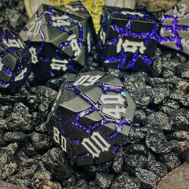 Sage's Warp Stones White Dwarf Star Metal Polyhedral Dice Set | Dnd RPG