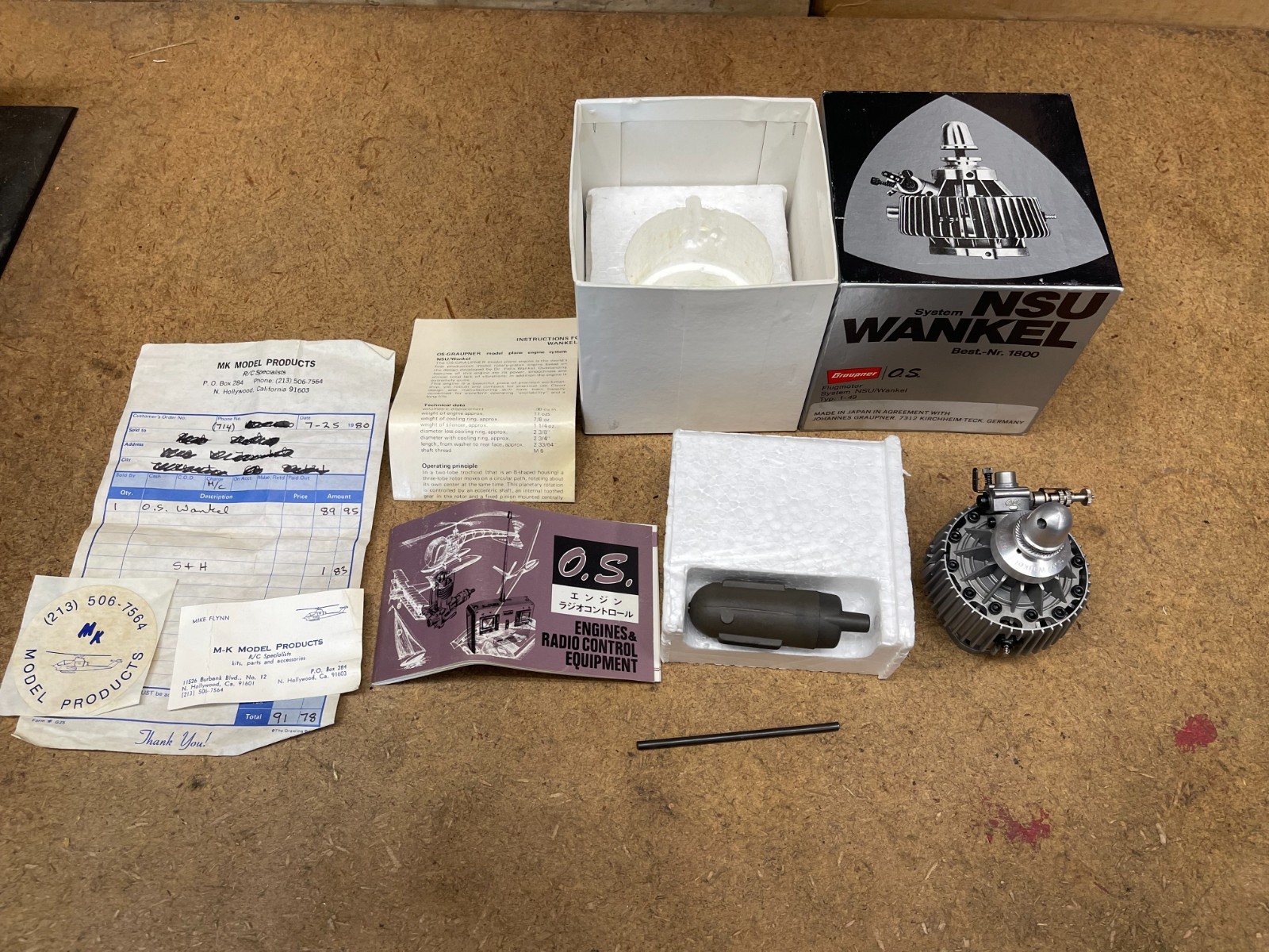 Graupner/O.S. NSU WANKEL Rotary Engine 1-49 (1980) R/C Airplane Engine & Muffer