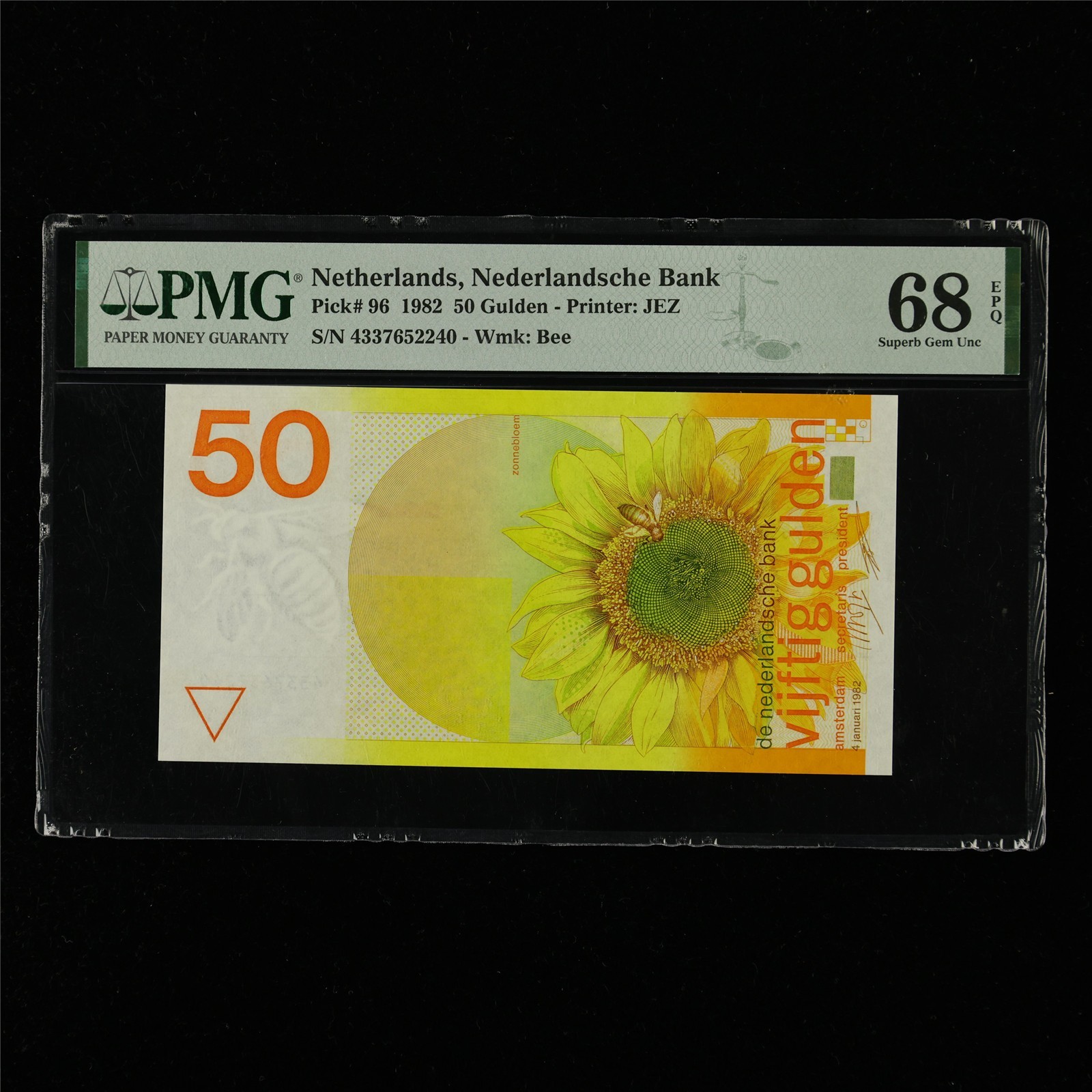 1982 Netherlands Nederlandsche Bank 50 Gulden Pick#96 PMG 68 EPQ Superb Gem UNC