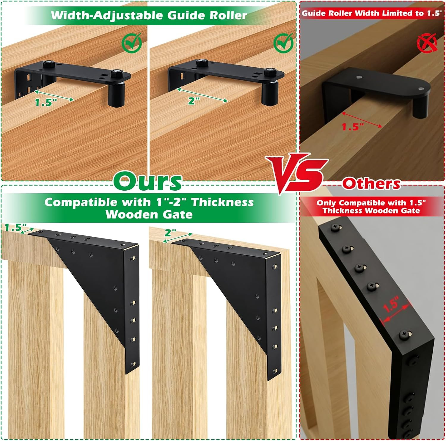 Sliding Gate Kit, Heavy Duty Sliding Gate Hardware for Deck Fence with Roll Whee
