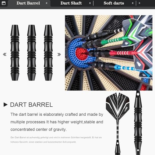 Darts Plastic Tip - Professional Soft Tip Darts Set - 12 Pcs 20 Gram with 50