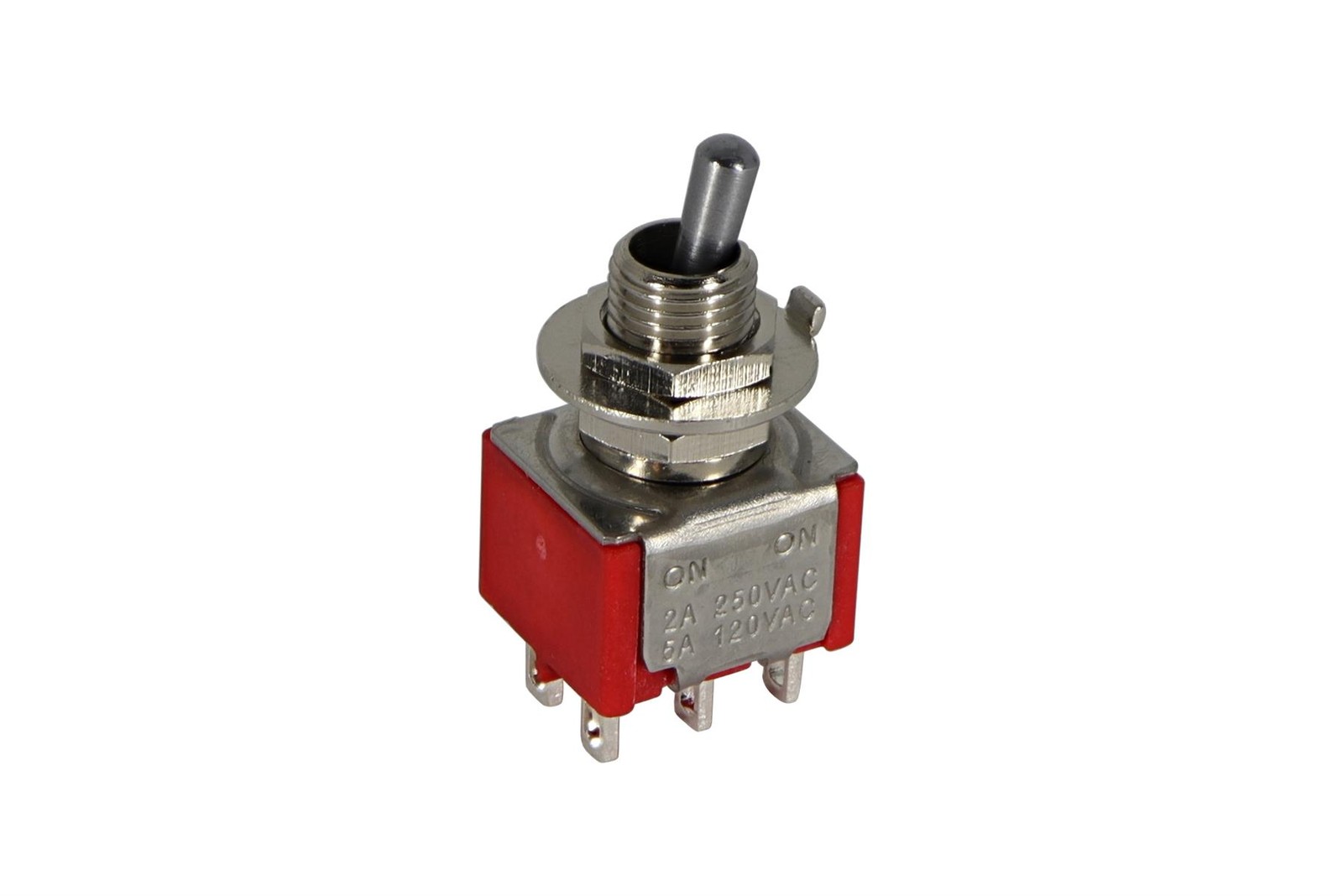 Mini Short Lever Toggle Switch 2-way On-On Round Lever Chrome