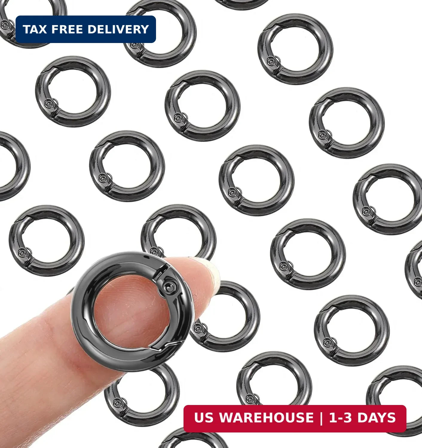 20Pcs Small Carabiner Clips Mini, 0.67" Black Mini O Rings Micro Carabiner for K