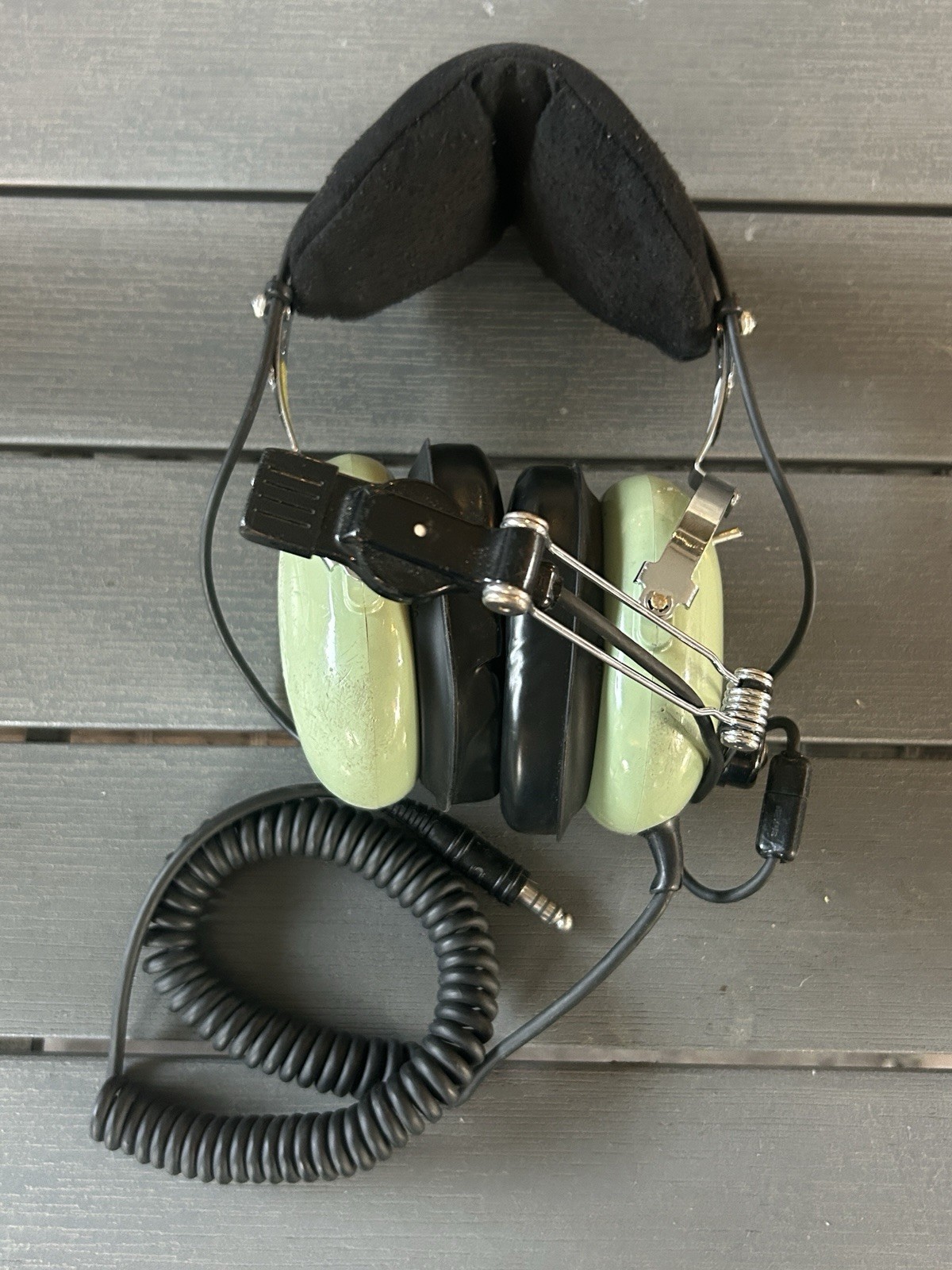 Vintage David Clark H10-76 Aviation Headset Pilot Headphones FAA Green USA