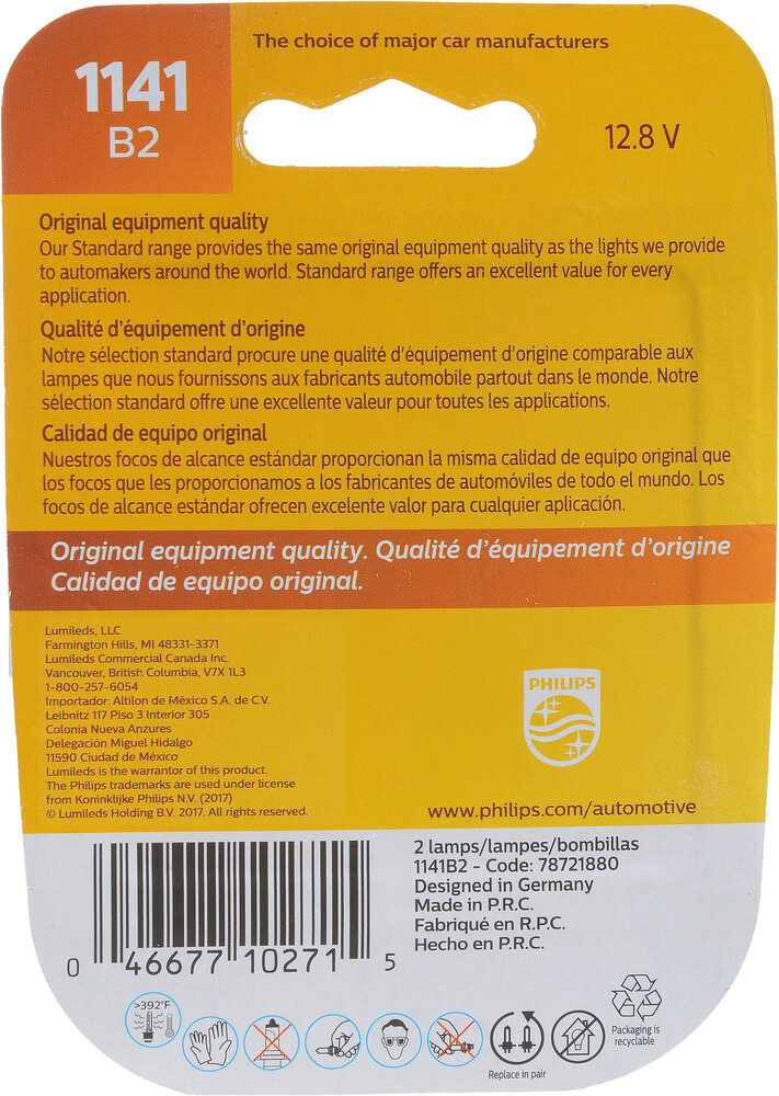 Back Up Light Bulb-Standard - Twin Blister Pack Philips 1141B2