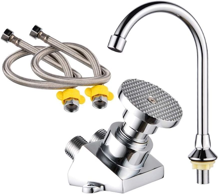 Full Set Hands-Free Foot Pedal Faucet Touchless Floor Mount Copper