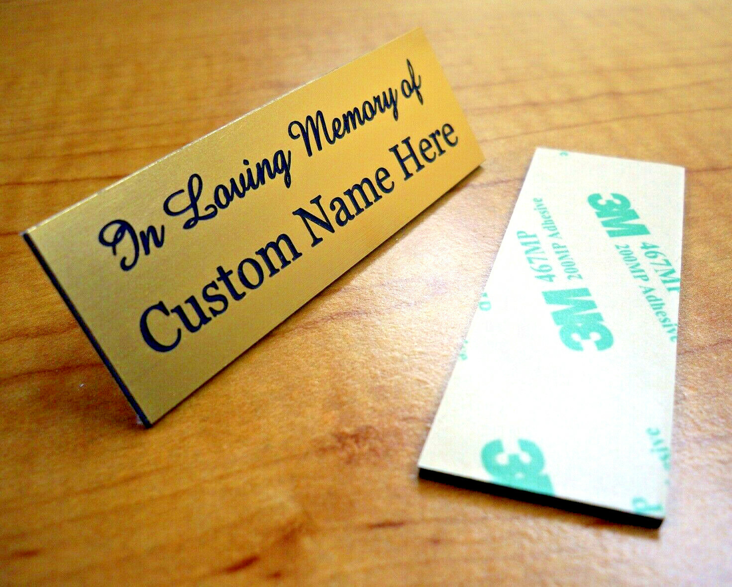 Custom Engraved 1x3 Gold - Memory Of - Plaque Pets Name | Urn Ash Box Memorial