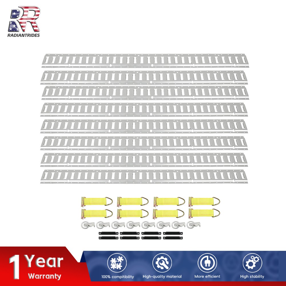 32 Piece 5' Galvanized E Track Rail Set Silver Finish Fit For Enclosed Trailers