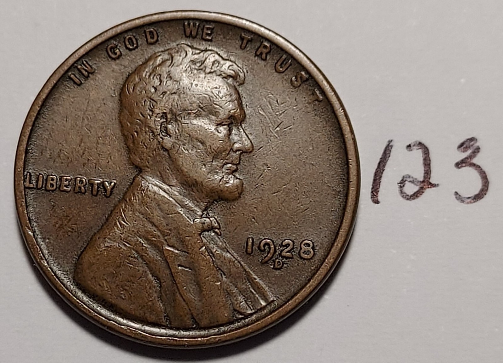 1928-D Lincoln Wheat Cent    VERY FINE   #123