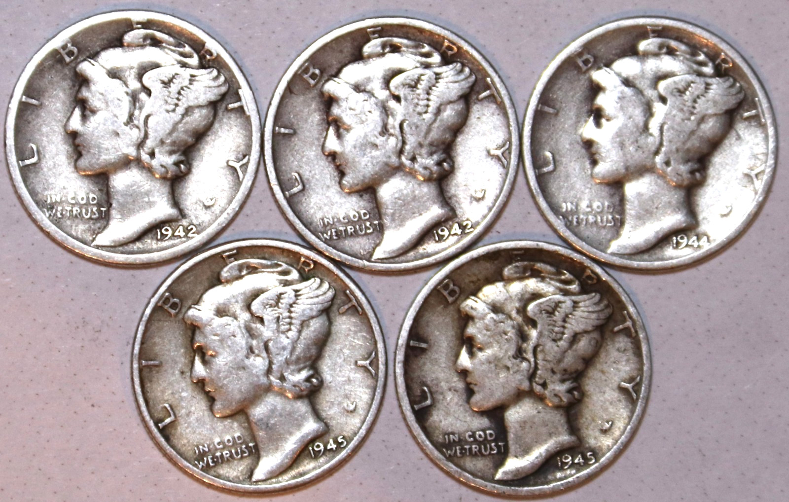 (10) Circulated Mercury Dimes - 1918-1945 Range See Description - #2252ED