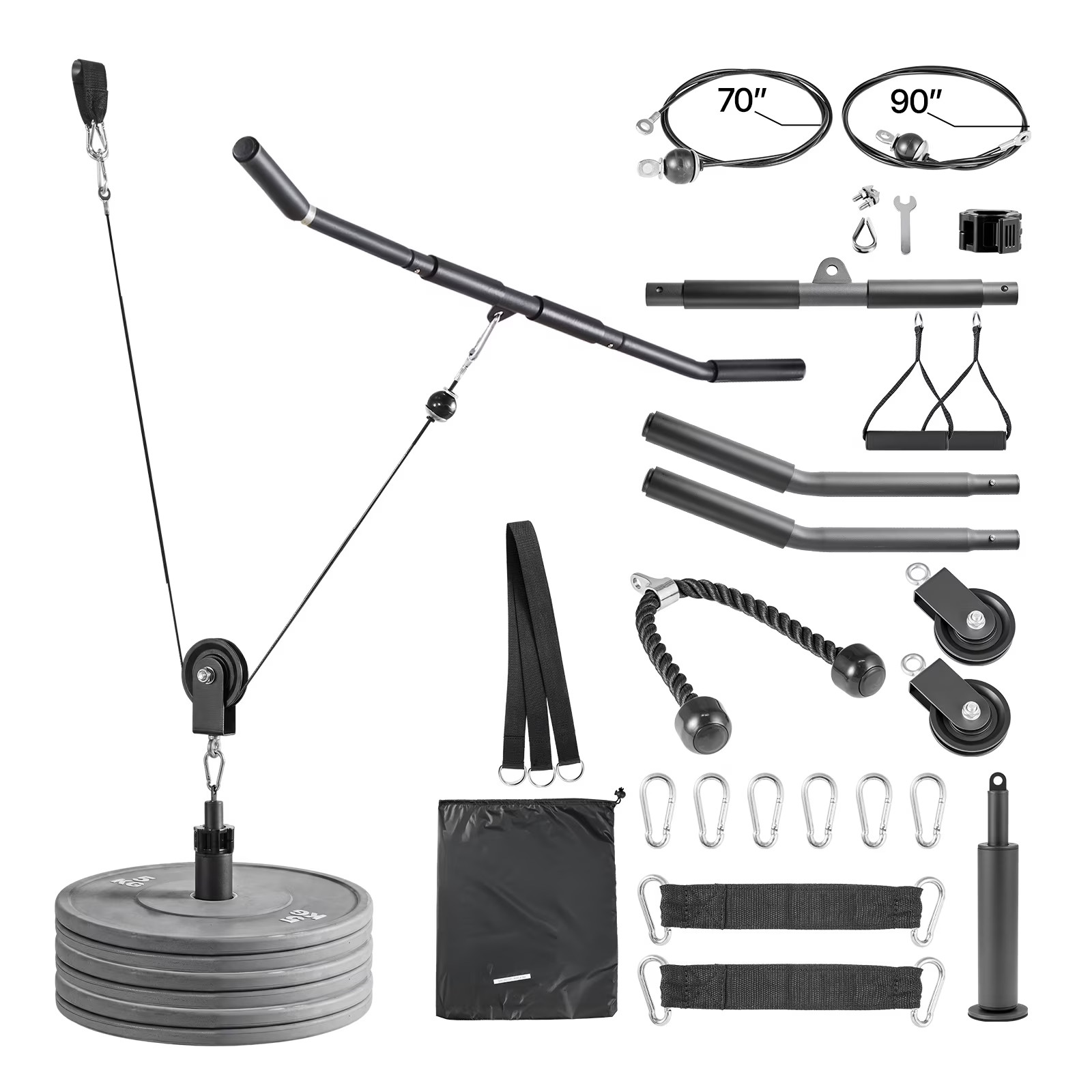 Pulley System, 2-Piece LAT and Lift Pulley Set, Gym Rack Attachments