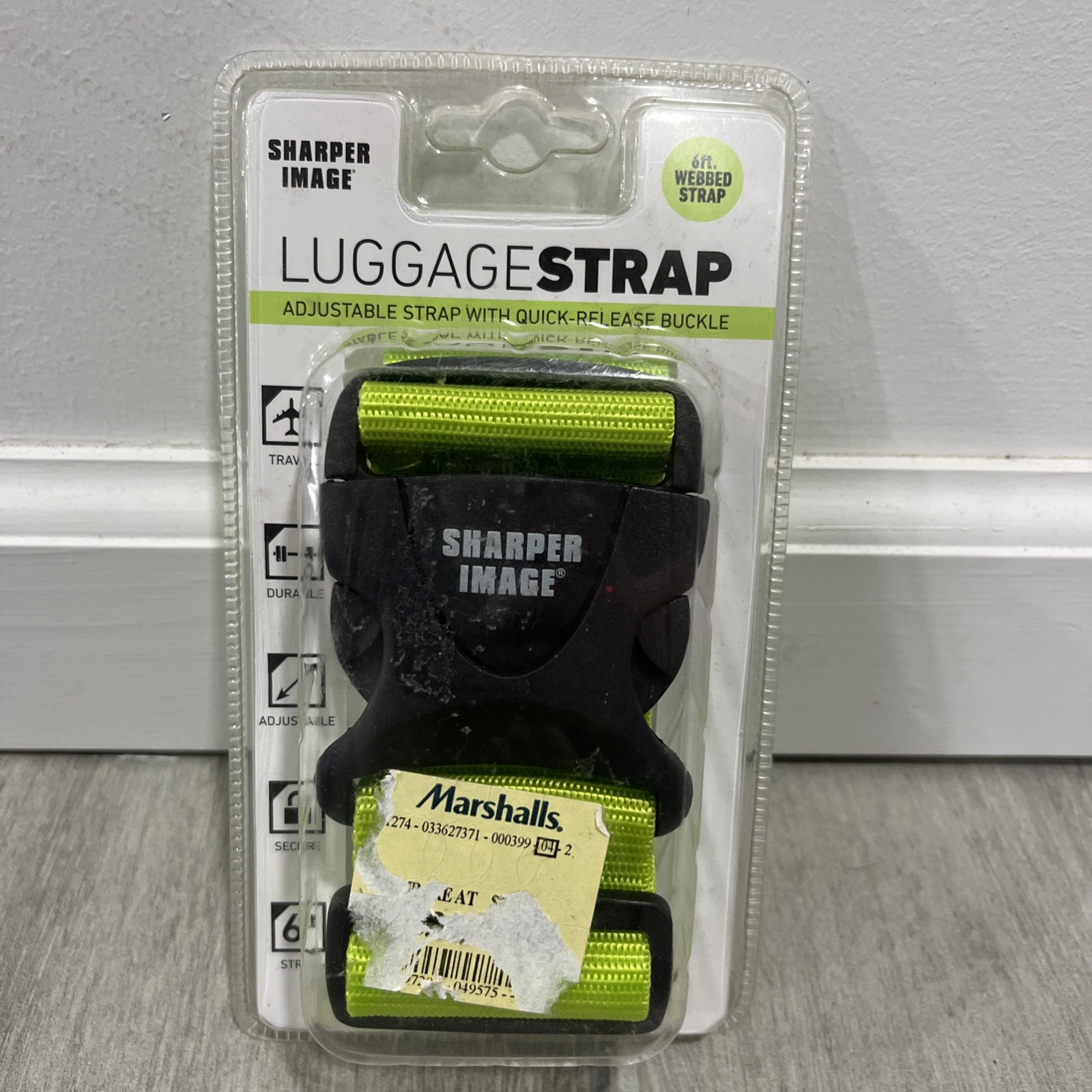 Sharper Image Brand Lime Green Adjustable Luggage Strap Quick Release Buckle 72"