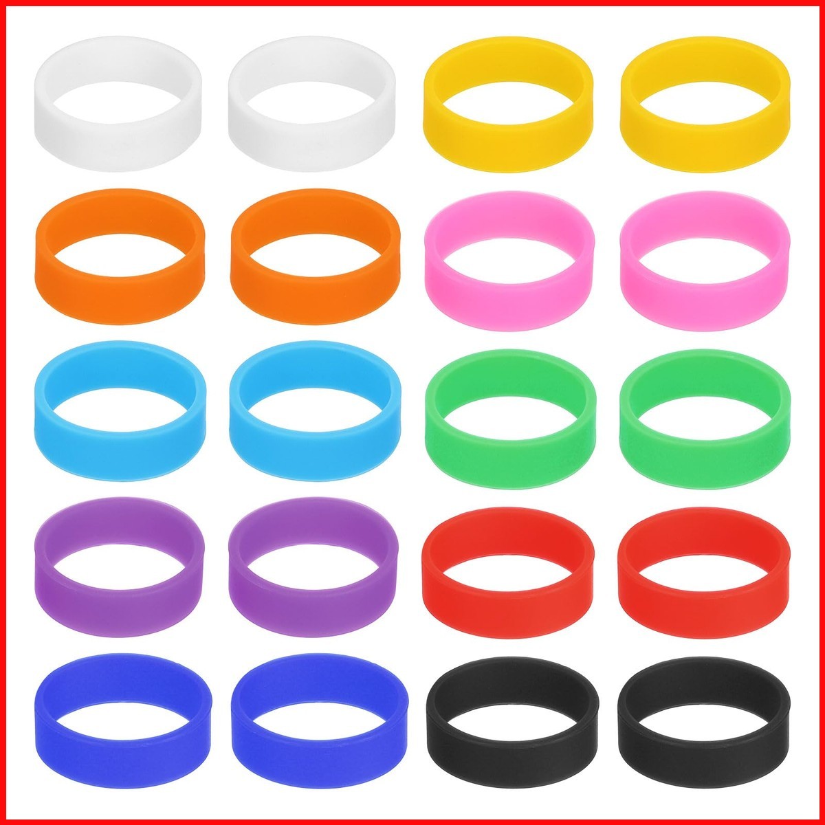 uxcell 50Pcs 20x7mm Silicone Rubber Bands Cable Ties 10 Colors for Cord Wrapping