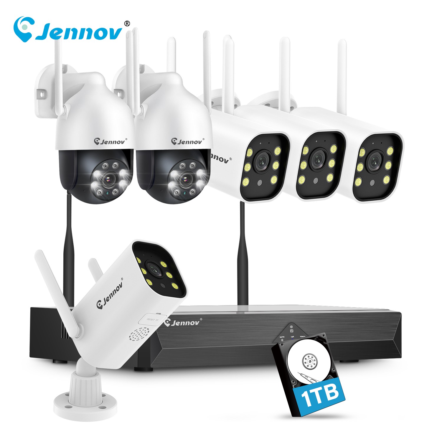 Home Outdoor 5MP Wireless Wifi Security IP Camera System w/ 10CH NVR 1TB HDD Kit