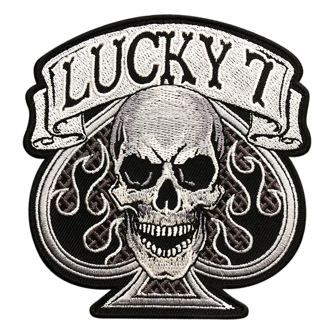 Lucky 7 Skull & Spade JACKET VEST 4 INCH MC BIKER PATCH
